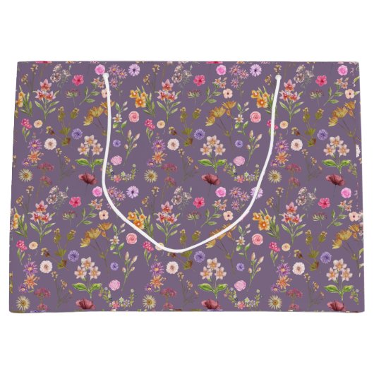 Blumenfarbmuster - rosa, lila, grün große geschenktüte (Vorderseite)