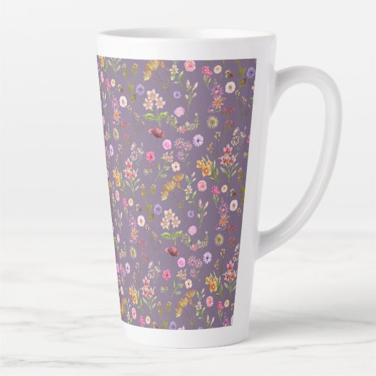 Blumenfarbmuster - rosa, lila, grün milchtasse (Rechts)