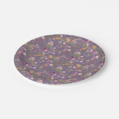 Blumenfarbmuster - rosa, lila, grün pappteller (Schrägansicht)