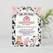 Blumenfarm mit Kuhdruck und Bogengang Geburtstag Einladung (Stehend Vorderseite)
