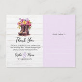 Blumenfarm Stiefel Rustikale Hochzeit Danke Karte (Vorderseite)