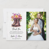 Blumenfarm Stiefel Rustikale Hochzeit Danke Karte (Vorderseite)