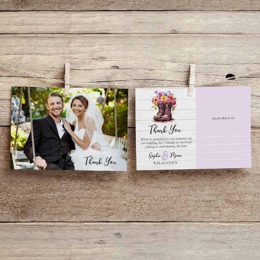 Blumenfarm Stiefel Rustikale Hochzeit Danke Karte