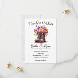 Blumenfarm Stiefel Rustikale Landhochzeit Save The Date