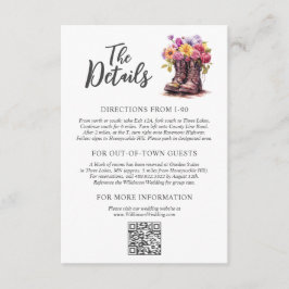 Blumenfarm Stiefel Rustikales Land Hochzeiten Deta Begleitkarte