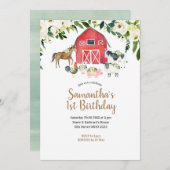 Blumenfarm Summer Girl 1. Geburtstag Einladung (Vorne/Hinten)