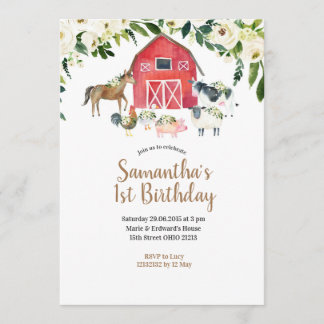 Blumenfarm Summer Girl 1. Geburtstag Einladung