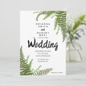 Blumenfarn Blätter Hochzeit Einladung (Stehend Vorderseite)