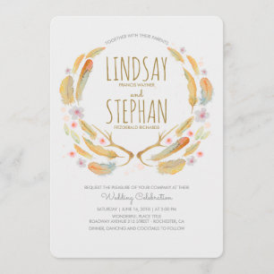 Blumenfeathers Antlers Summer Woodland Wedding Einladung