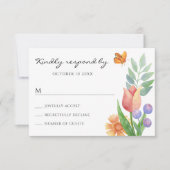 Blumenfeder-Aquarell RSVP Karte (Vorderseite)