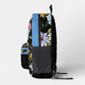 Blumenfederdesign Personalisiert Blue Trial Bedruckter Rucksack (Rechts)