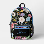Blumenfederdesign Personalisiert Blue Trial Bedruckter Rucksack (Vorderseite)