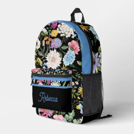 Blumenfederdesign Personalisiert Blue Trial Bedruckter Rucksack