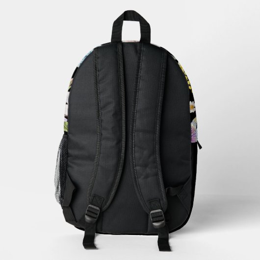 Blumenfederdesign Personalisierte grüne Trimm Bedruckter Rucksack (Rückseite)