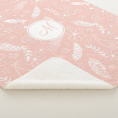Blumenfederpaisley-Muster auf Rosa / JEDE Farbe Sherpadecke (3/4)