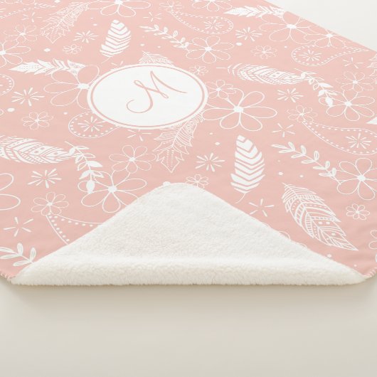 Blumenfederpaisley-Muster auf Rosa / JEDE Farbe Sherpadecke (3/4)