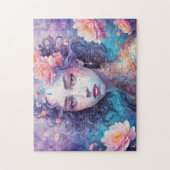 Blumenfee mit blauem Haar Puzzle (Vertikal)