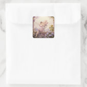 Blumenfee Quadratischer Aufkleber (Tasche)