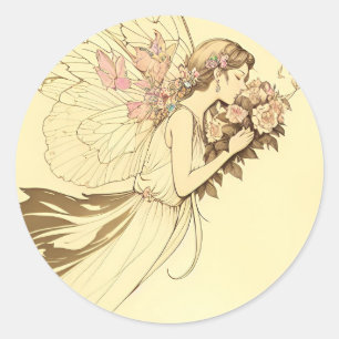 Blumenfee weiche vintage Faerie Runder Aufkleber