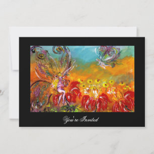 BLUMENFEEN-MUSIK FANTASY Einladung Rot Schwarz