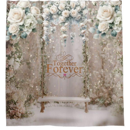 Blumenfeenlichter Hochzeitskulisse Dusche Duschvorhang (Vorderseite)