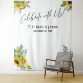 Blumenfeier mit uns! Hintergrund für Foto Wandteppich (Beispiel)