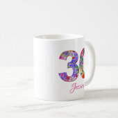 Blumenfeier Personalisiert 30. Geburtstagsfeier Ta Kaffeetasse (VorderseiteRechts)
