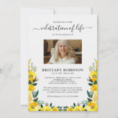 Blumenfeier zum Foto der Beerdigung des Lebens Ein Einladung (Vorderseite)