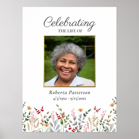 Blumenfeier zum Foto Lebenslauf - Beerdigung Poster (Vorne)