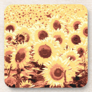 Blumenfeld - braun, gold und gelb getränkeuntersetzer