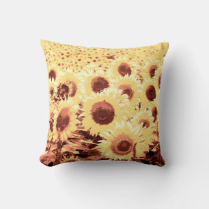 Blumenfeld - braun, gold und gelb kissen