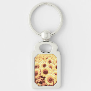 Blumenfeld - braun, gold und gelb schlüsselanhänger