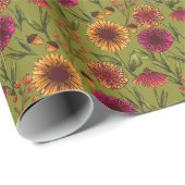 Blumenfeld im Herbst Blumenfeld Grün Geschenkpapier (Rolleneckpunkt)