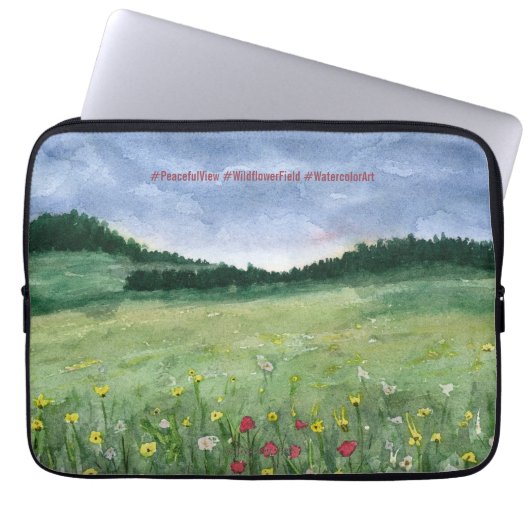 Blumenfeld Landschaft Laptopschutzhülle (Vorderseite)