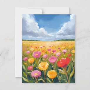 Blumenfeld Landschaftsmalerei Dankeskarte