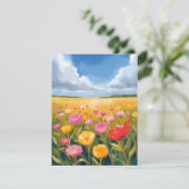 Blumenfeld Landschaftsmalerei Dankeskarte (Stehend Vorderseite)