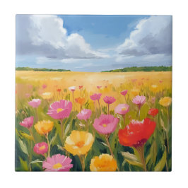 Blumenfeld Landschaftsmalerei Wasserfarbe Fliese