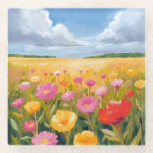 Blumenfeld Landschaftsmalerei Wasserfarbe Glasuntersetzer (Vorderseite)