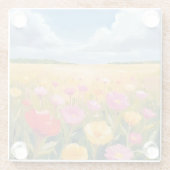 Blumenfeld Landschaftsmalerei Wasserfarbe Glasuntersetzer (Rückseite)