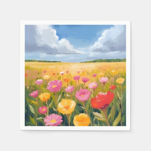 Blumenfeld Landschaftsmalerei Wasserfarbe Serviette (Vorderseite)