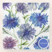 Blumenfeld, lila, blau c glasuntersetzer (Vorderseite)