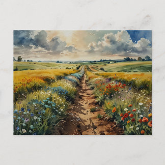 Blumenfeld Sommerblumen Naturszene Postkarte