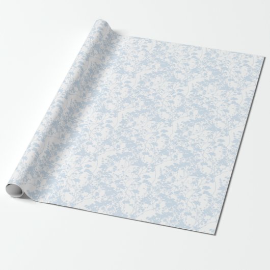 Blumenfeld (weiß - Pulver blau) Geschenkpapier (Ungerollt)