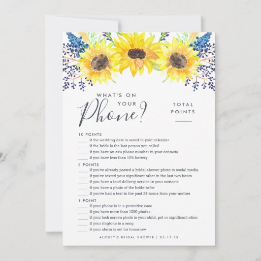 Blumenfelder Doppelseitiges Brautparty Einladung (Rückseite)