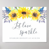 Blumenfelder Hochzeitsparkler-Sendoff-Zeichen Poster (Vorne)