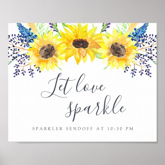Blumenfelder Hochzeitsparkler-Sendoff-Zeichen Poster (Vorne)