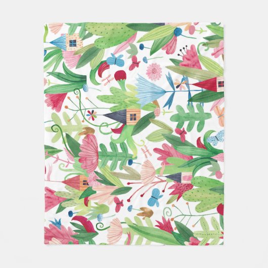 Blumenfelder: Muster für Aquarelle Fleecedecke (Vorderseite)