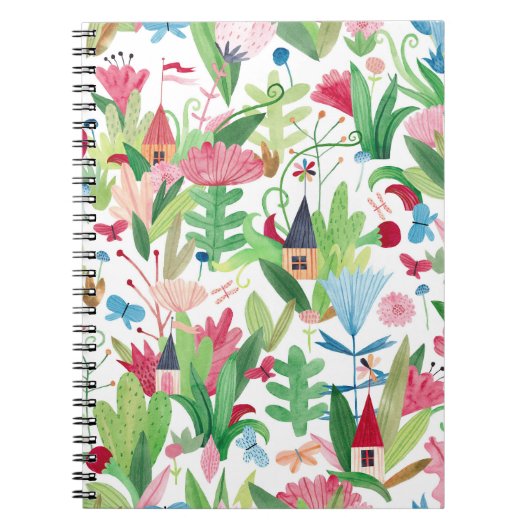 Blumenfelder: Muster für Aquarelle Notizblock (Vorderseite)