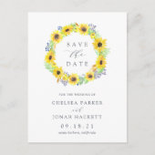 Blumenfelder | Sonnenblumen Save the Date Ankündigungspostkarte (Vorderseite)