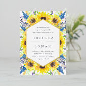 Blumenfelder Wasserfarben Sonnenblumen Blumenzehen Folieneinladung (Stehend vorne)